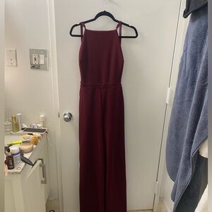 Elegant Ultra Comfortable Burgundy Jumpsuit with Pockets